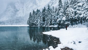 angeln winter schnee see berge